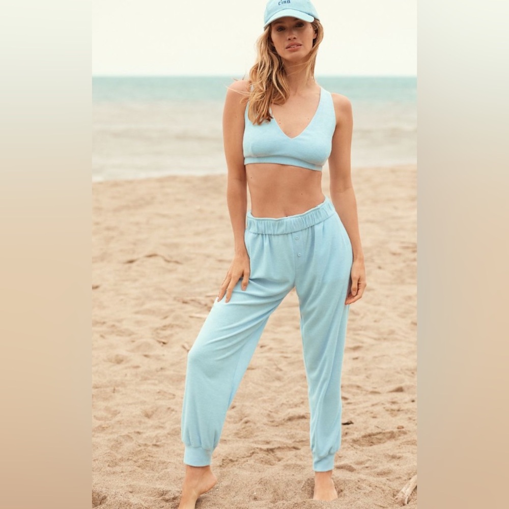 Sunday in Brooklyn Scoop-Neck Terry Bra Top, sz L